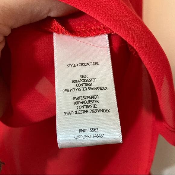 Olsenboye Red Lace Lightweight Button Up Blouse Top - Picture 9 of 11